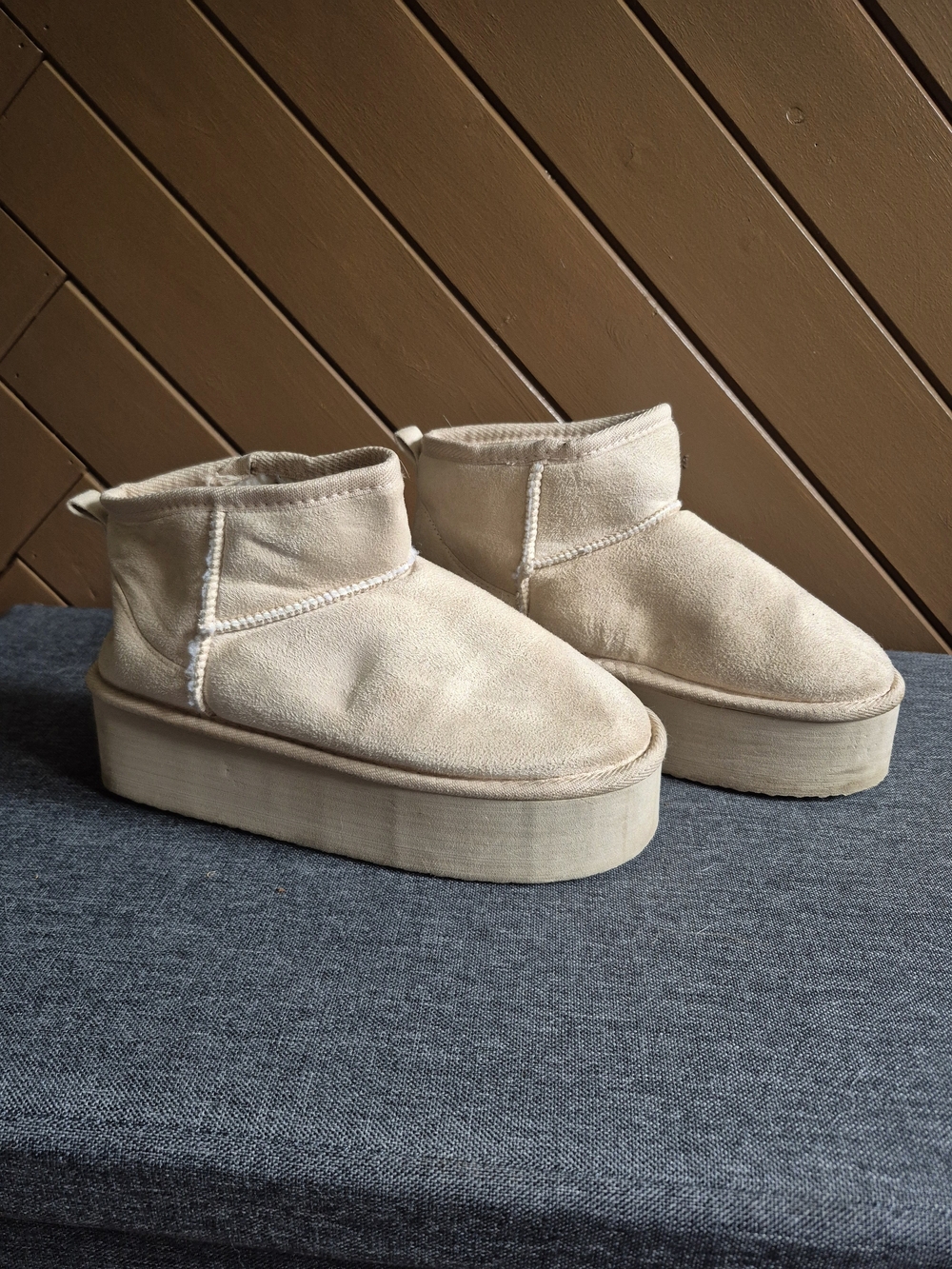 Ardene Cream Platform Ankle Boots